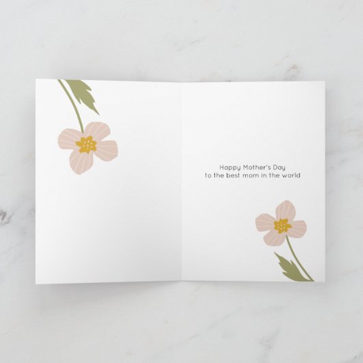 Zachte roze bloemen Moederdag Kaart (Binnen)