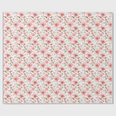 Zachte Roze Bloemen op Wit Cadeaupapier (Vlak)