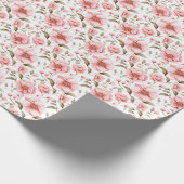 Zachte Roze Bloemen op Wit Cadeaupapier (Hoek)