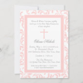 Zachte Roze Bloemen Paisley Eerste Communie Kaart (Voorkant)