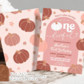 Zachte Roze Bloemen Pompoen Onederful 1e Verjaarda Kaart