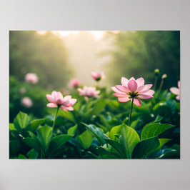 Zachte roze bloemen poster