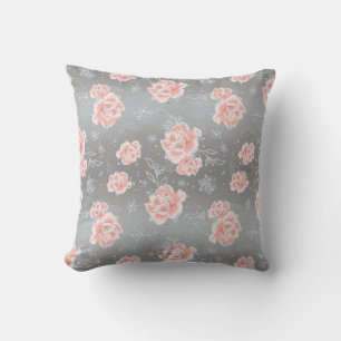 Zachte Roze Bloemen & Sneeuwvlokken Kussen