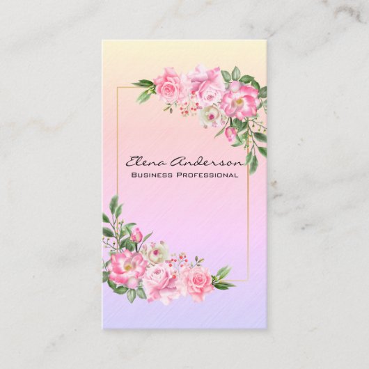 Zachte roze bloemen visitekaartje (Voorkant)