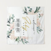 ZACHTE ROZE BLOEMEN WATERVERF BABYSHOWER WELKOMST WANDKLEED (Voorkant (horizontaal))