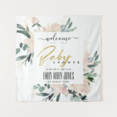 ZACHTE ROZE BLOEMEN WATERVERF BABYSHOWER WELKOMST WANDKLEED (Voorkant)