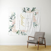 ZACHTE ROZE BLOEMEN WATERVERF BRUIDSBAD WELKOMST WANDKLEED (In Situ (horizontaal))