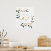 ZACHTE ROZE BLOEMEN WATERVERF BRUIDSSHOWER WELKOM POSTER (Keuken)