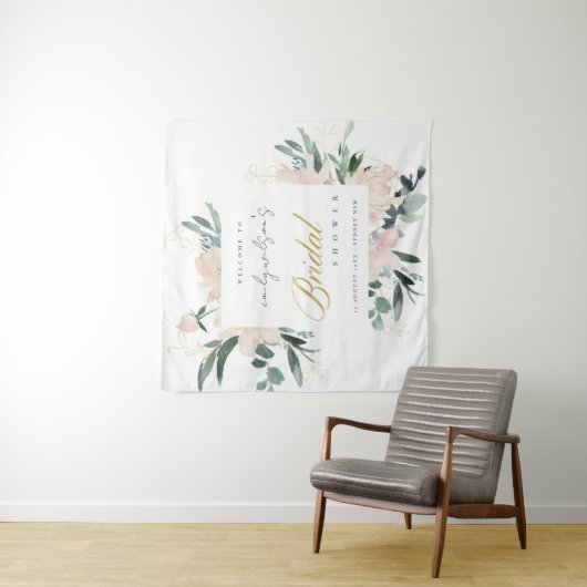 ZACHTE ROZE BLOEMEN WATERVERF BRUIDSSHOWER WELKOM WANDKLEED (In situ)