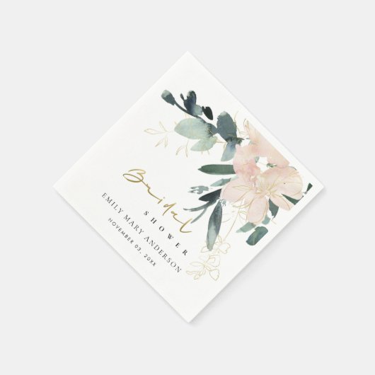 ZACHTE ROZE BLOEMENBOeket WATERVERF BRUIDSSUITEIT Servet (Hoek)