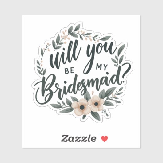 Zachte roze bloemenbruidsmeisje voorstel sticker (Vel)