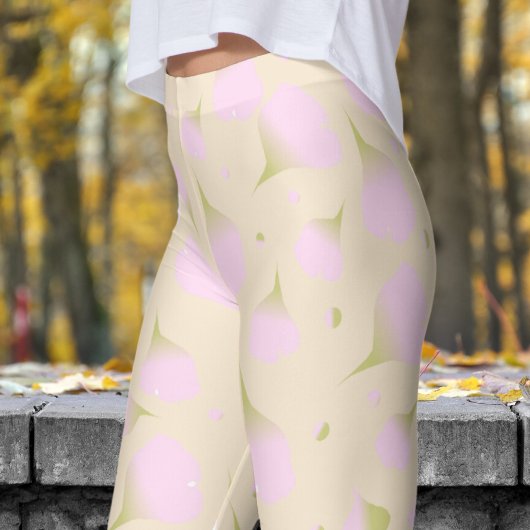Zachte roze bloemenpastelbloemblaadjes patroon leggings
