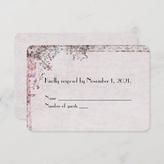 Zachte roze bloemgrens RSVP (Voorkant / Achterkant)
