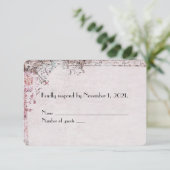 Zachte roze bloemgrens RSVP (Staand voorkant)