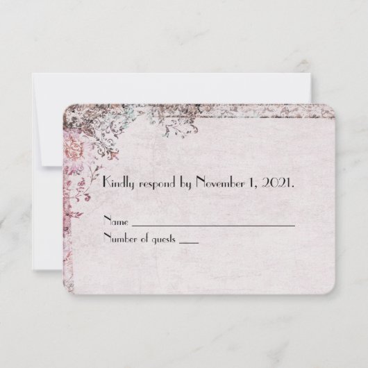 Zachte roze bloemgrens RSVP (Voorkant)