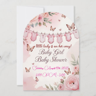 Zachte Roze Bloemige Baby Shower Uitnodiging voor
