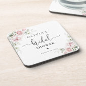 Zachte Roze Bloemige Bruiloftsshower Coasters Bier Onderzetter (Linkerzijde)