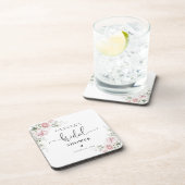 Zachte Roze Bloemige Bruiloftsshower Coasters Bier Onderzetter (Rechterzijde)