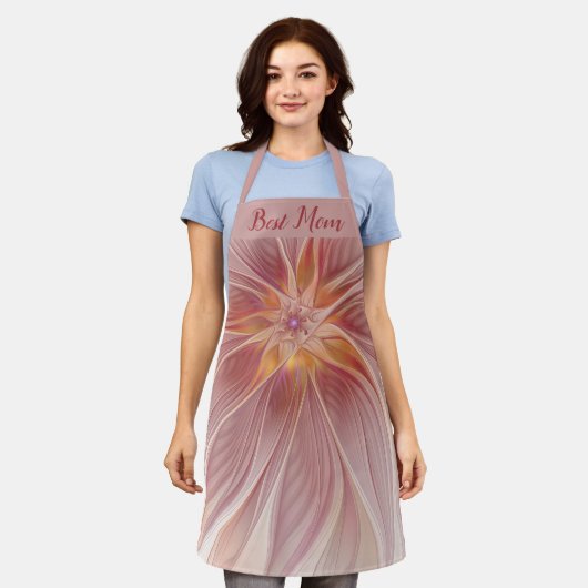 Zachte Roze Bloemige Droom Abstracte Fractal Beste Schort (Gedragen)