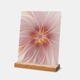 Zachte Roze Bloemige Droom Abstracte Fractale Kuns Acryl Bord