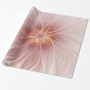 Zachte Roze Bloemige Droom Abstracte Fractale Kuns Cadeaupapier