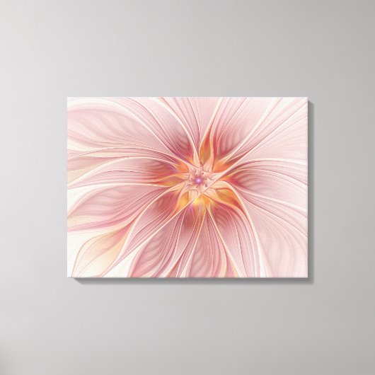 Zachte Roze Bloemige Droom Abstracte Fractale Kuns Canvas Afdruk (Voorkant)