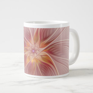 Zachte Roze Bloemige Droom Abstracte Fractale Kuns Grote Koffiekop