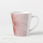 Zachte Roze Bloemige Droom Abstracte Fractale Kuns Latte Mok (Rechts)