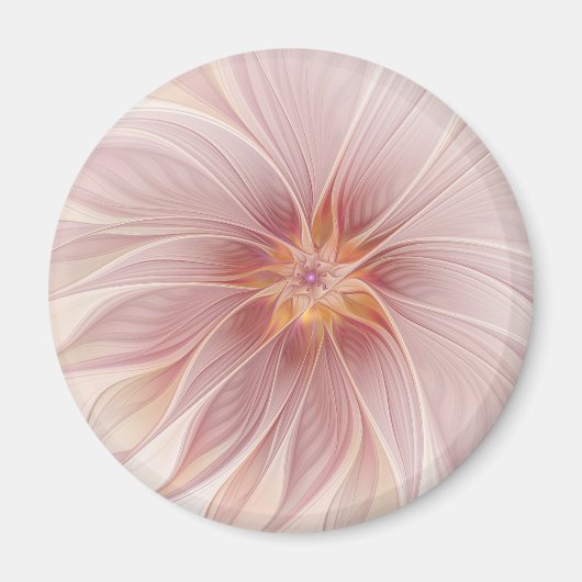 Zachte Roze Bloemige Droom Abstracte Fractale Kuns Magneet (Voorkant)