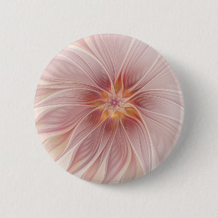 Zachte Roze Bloemige Droom Abstracte Fractale Kuns Ronde Button 5,7 Cm