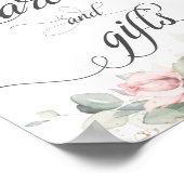 Zachte Roze Bloemige Groene Kaarten en Cadeaus Bor Poster (Hoek)