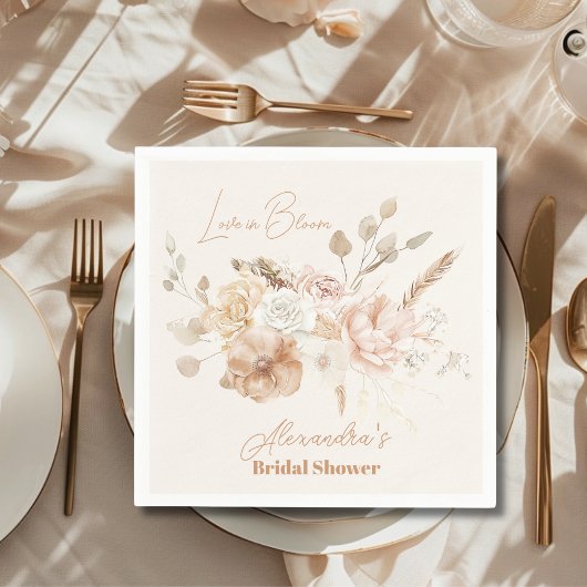 Zachte Roze Bloemige Pampas Gras Bruidsdouche Servet