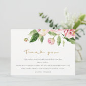 Zachte Roze Bloemige Pioen Waterverf Bruidsdouche Bedankkaart (Staand voorkant)