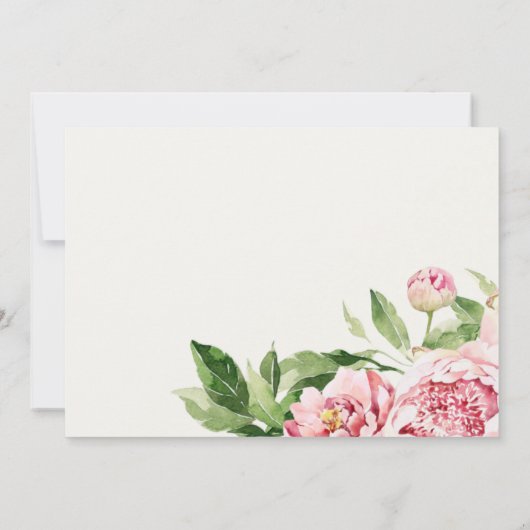Zachte Roze Bloemige Pioen Waterverf Bruidsdouche Bedankkaart (Achterkant)