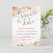 Zachte Roze Bloemige Trouw 'Save the Date' Kaart (Staand voorkant)