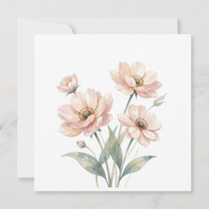 Zachte Roze Bloemige Watercolor Boeket Kunst Bedankkaart