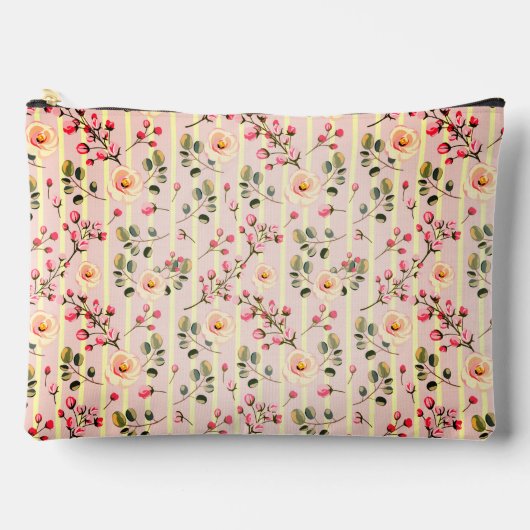Zachte Roze Bloemstreep Patroon Etui (Voorkant)