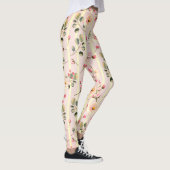Zachte Roze Bloemstreep Patroon Leggings (Rechts)