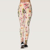 Zachte Roze Bloemstreep Patroon Leggings (Achterkant)