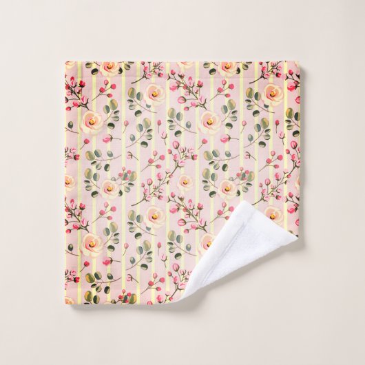 Zachte Roze Bloemstreep Patroon Washandje (Wasdoekje)