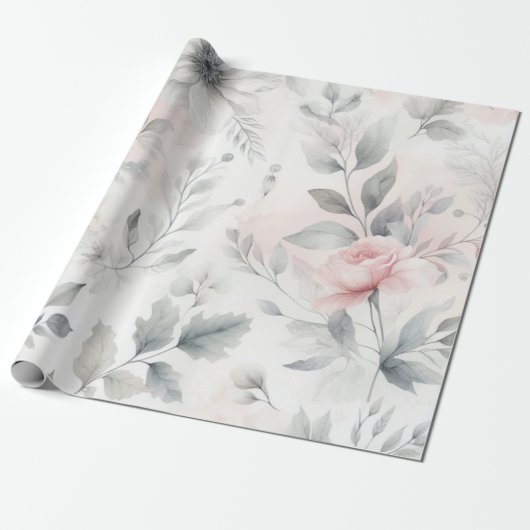 Zachte roze bloemwas cadeaupapier (Uitgerold)