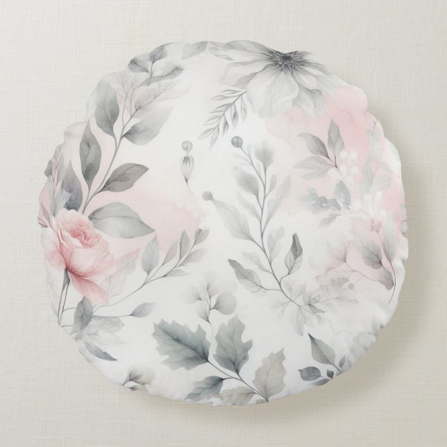 Zachte roze bloemwas rond kussen (Voorkant)