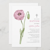 Zachte Roze Bloesem Bloesem Elegant Script Doop Kaart (Voorkant / Achterkant)