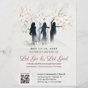 Zachte Roze Bloesem Vrouwen Christelijke retraite Flyer