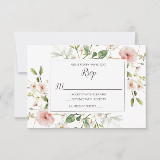 Zachte Roze Bloesems Bloemen Bloemen Bloemen Huwel Kaart (Voorkant)