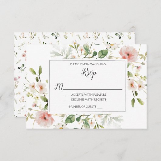 Zachte Roze Bloesems Bloemen Bloemen Bloemen Huwel Kaart (Voorkant / Achterkant)
