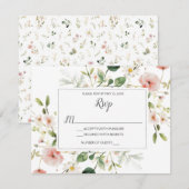 Zachte Roze Bloesems Bloemen Bloemen Bloemen Huwel RSVP Kaartje (Voorkant / Achterkant)