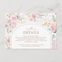 Zachte Roze Blush Bloemrozen Groene Details Informatiekaartje