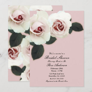 Zachte Roze Blush Rozen Elegante Bruidsdouche Kaart
