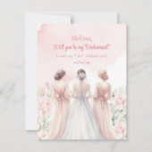 Zachte roze blush rozen eucalyptus bruid bruidsmei kaart (Voorkant)